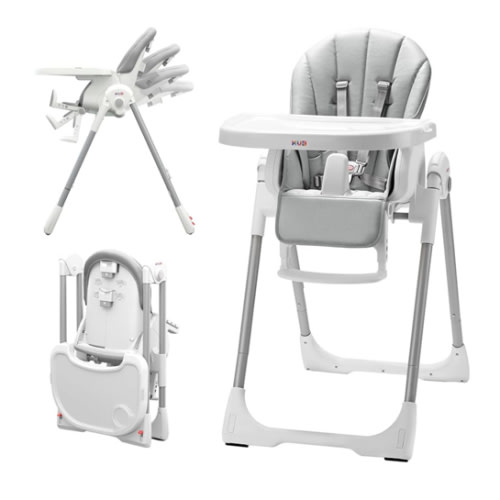 KÜB 3-in-1 Foldable Baby High Chair | Multifunctional Infant High Chairs for Babies and Toddlers | Removable Seat & Tray Easy Clean | 7 Height & 4 Recline Adjustable | 2 Locking Wheels (Grey)