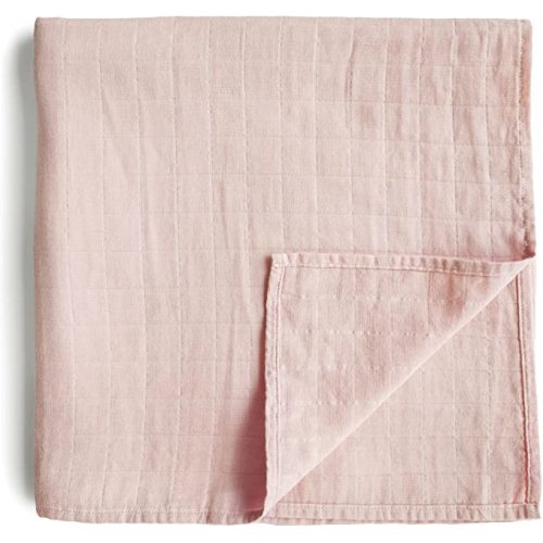 mushie Muslin Baby Swaddle Blanket | 100% Organic Cotton (Rose Vanilla) : Baby