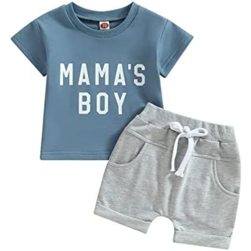 Toddler Baby Boy Summer Clothes Mamas Little Boy Short Sleeve T Shirt Tops Infant Rolled Stretch Shorts Set