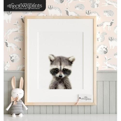 Nursery decor, Raccoon print, Woodland animals, PRINTABLE decor, Kids animal decor, Animal art, Baby animals, Woodland baby shower TCP69_