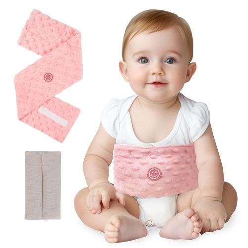 Colic and Gas Relief for Newborns and Infants, Flaxseed Heated Tummy Wrap, Baby Swaddling Belt with Soothing Warmth, Natural Relief for Upset Stomach in Babies Toddlers, 0-3 Years (Pink)