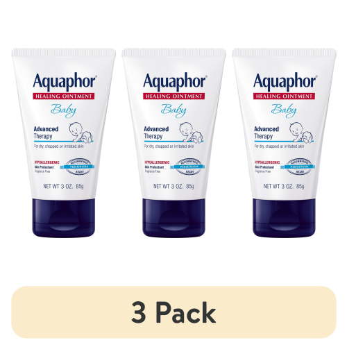 (3 pack) Aquaphor Baby Healing Ointment for Teething, Drool and Diaper Rash, Hypoallergenic, 3 oz