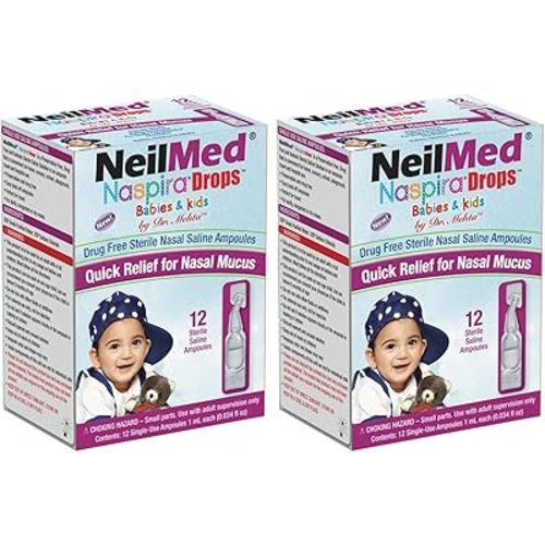 NeilMed Naspira Drops - Easy Twist-Off 12ct Ampoules, (Packaging May Vary) (Pack of 2)