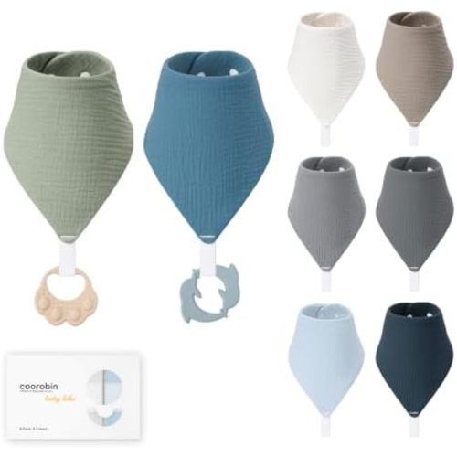 8-Pack Muslin Baby Bibs for Drooling and Teething