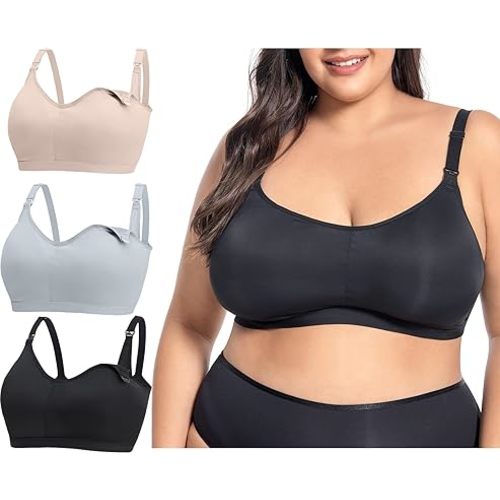 Plus Size Nursing Bra Built in Pads Non Removable Full Cup for Big Women,Nursing Bra Large Bust,Maternity Bra Large Breast