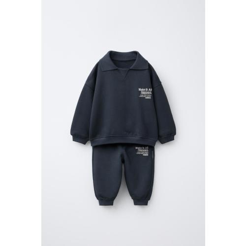 POLO NECK SWEATSHIRT AND JOGGER SET - Dark anthracite | ZARA United States