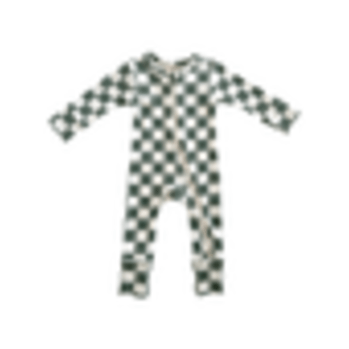 Matcha Milkshake Checkerboard / Organic 2-Way Zip Romper – SpearmintLOVE