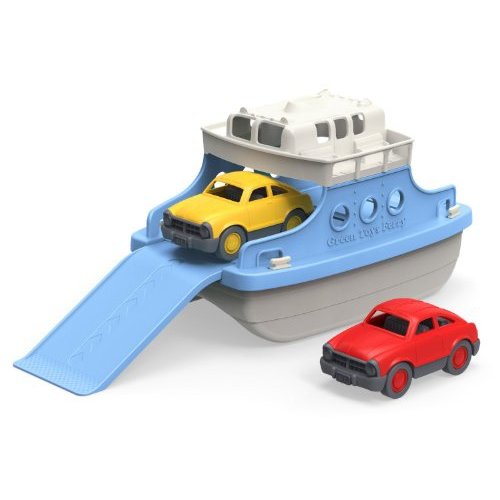 Green Toys Ferry Boat with Mini Cars Bathtub Toy, Blue/White, Standard