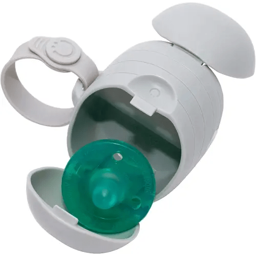 Ubbi On The Go Dual Pacifier Holder, Keeps Baby’s Binkies Clean and Accessible, Includes Silicone Strap, Gray