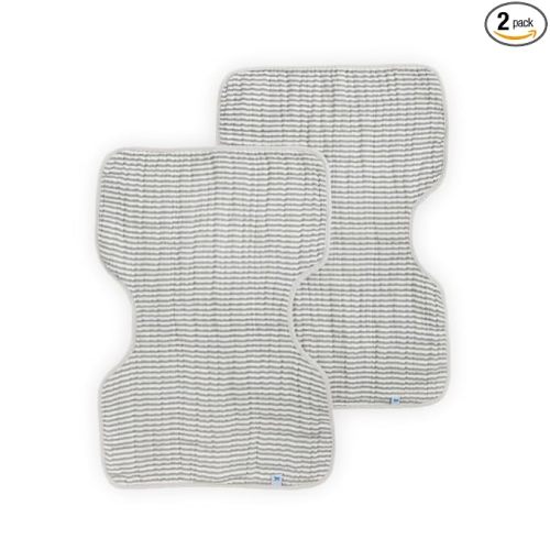 Ultra-Absorbent Premium Burp Cloth 2 Pack | Soft on Baby's Skin | Larger Size | Ergonomic Design | Set of 2 (Grey Stripe)