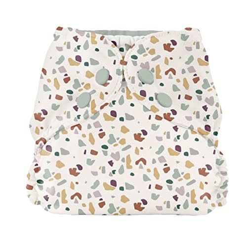 Esembly Cloth Diaper Outer, Swim Diaper, Waterproof Cloth Diaper Cover, Leak-Proof and Breathable Layer Over Prefolds, Flats or Fitteds, Reusable Diaper with Snap Closure - Size 1 (7-17lbs), Terrazzo