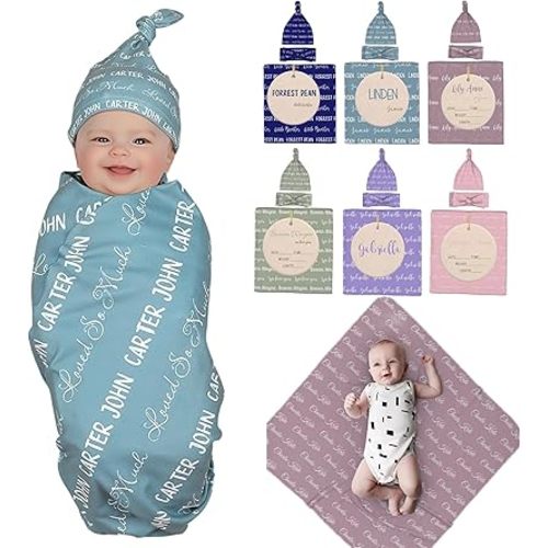 Personalized Baby Swaddle with Name, Custom Baby Blanket, Baby Name Blanket, Personalized Baby Blanket, Custom Newborn Outfit Boy Girl (Names)