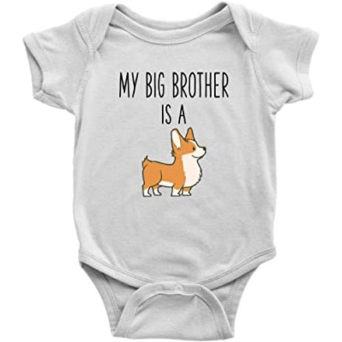 My Big Brother is A Corgi Baby Bodysuit Funny Dog Lover Baby Clothes Baby Boy Baby Girl Bodysuit