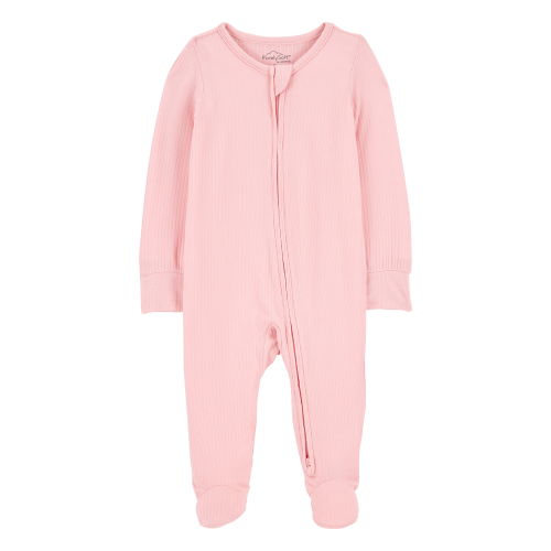 Baby Girl Solid 2-Way Zip PurelySoft Sleep & Play Pajamas - Pink - Carter's | Carter's