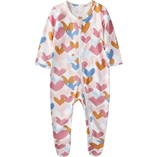O2 BABY Baby Boys Girls Organic Cotton Zip-Front Sleeper Pajamas, Footed Sleep 'n Play