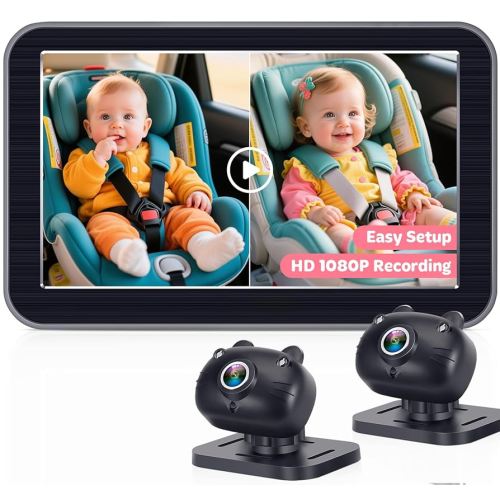 Amazon.com: 2-Kids Baby Car Camera Recording: HD 1080P Dual Backseat Cameras with 7” Split-Screen Display - Night Vision, 360° Rotation, Easy Installion for Twins & Siblings : Baby