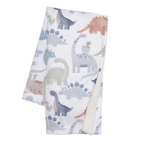Lambs & Ivy Dino-Might Ultra-Soft Fleece Watercolor Dinosaur Baby Blanket