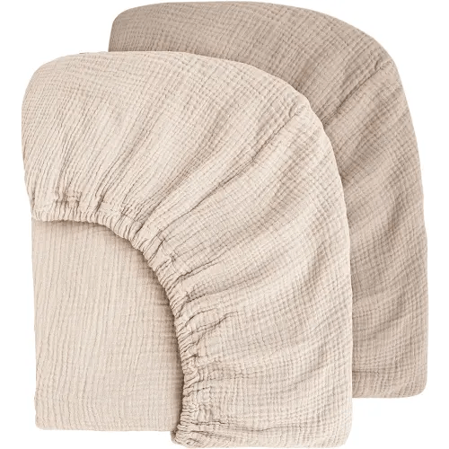 Muslin Crib Sheets for Baby Girls and Boys, Neutral Fitted Baby Bed Sheets for Standard Crib & Toddler Mattress - Soft and Breathable - 52"x28" (Ash & Ivory)