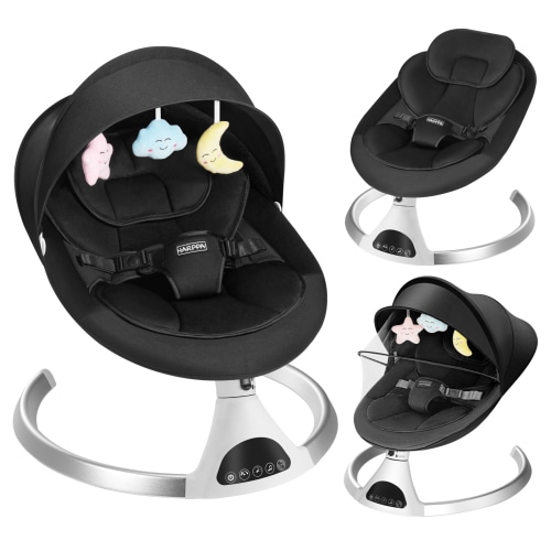 HARPPA Electric Baby Swing, Bluetooth Speaker, Remote Control, Black