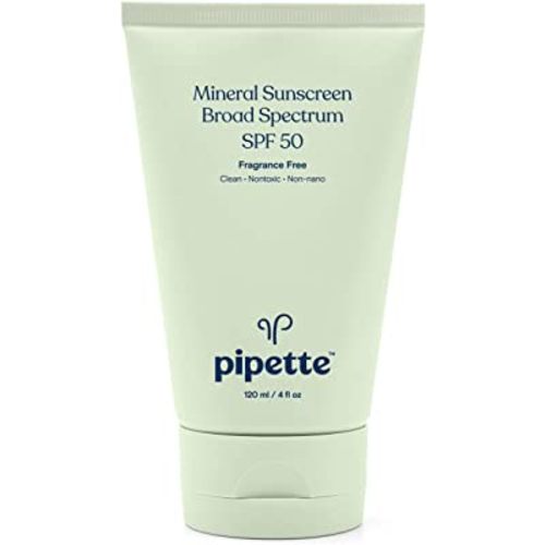Pipette Mineral Sunscreen - SPF 50 Broad Spectrum Baby Sunblock with Non-Nano Zinc, UVB/UVA Non-Toxic Sun Protection for Kids & Sensitive Skin, 4 fl oz