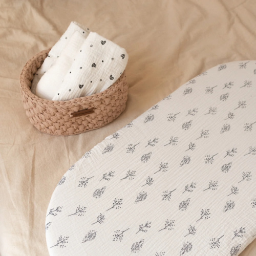 100% Muslin Cotton Fitted Sheets (color Branches) for Anzy Home Moses Baskets