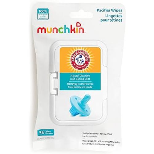 Munchkin Arm & Hammer Pacifier Wipes - Safely Cleans Baby and Toddler Essentials, 1 Pack, 36 Wipes