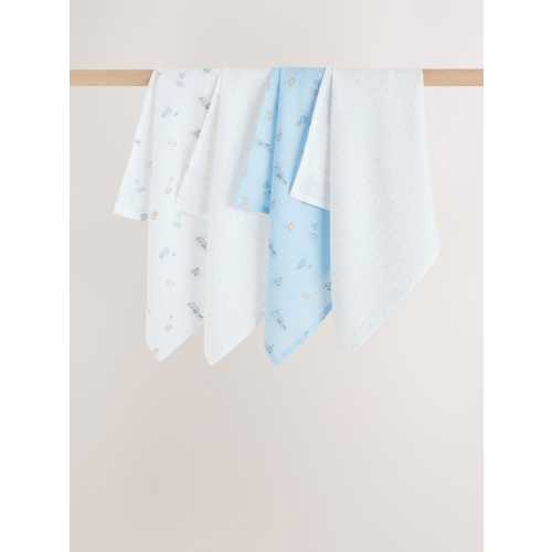 Blue Baby Muslin Cloths 4 Pack