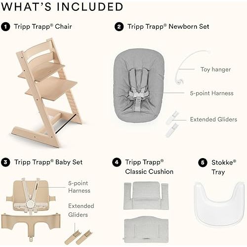 Stokke - Tripp Trapp High Chair 2 + newborn set + cushion 2 + stokke tray