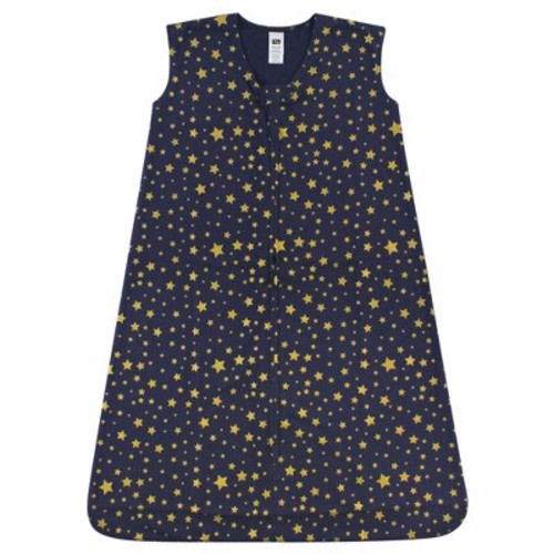 Hudson Baby Infant Cotton Sleeveless Wearable Sleeping Bag, Sack, Blanket, Gold Navy Star, Size: 0-6 months