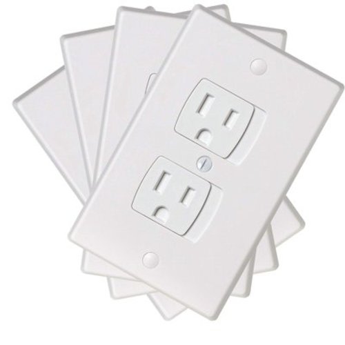 ZizHome Universal Electric Outlet Cover - Self Closing Baby Proofing Kit - Tamper Proof Child Safety Wall Socket Plug – Durable ABS Plastic - Best House Protection Kit (4 Pack)