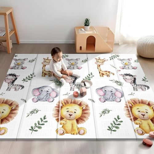 Foldable Large Play Mat for Babies, Non Toxic Foam Play Mat, Thick & Waterproof Baby Playmat for Floor, 79 x 71 Anti-Slip Baby Playpen Mat for Toddlers