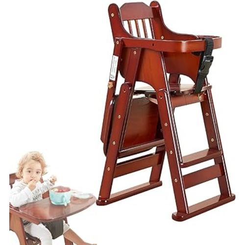 Wood High Chair with Tray, Baby Highchairs, Children High Stool Dining Chair for Babies and Toddlers Portable Kids Folding Chair with Safety Belt Adjustable Height (6 Months to 7 Years) (Color : C)