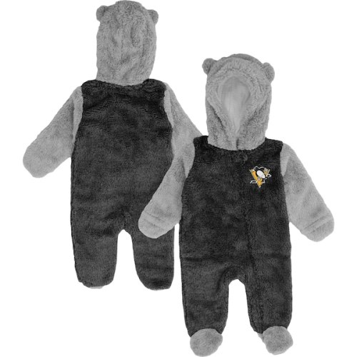 Newborn & Infant Pittsburgh Penguins Black Game Nap Teddy Fleece Bunting Full-Zip Sleeper