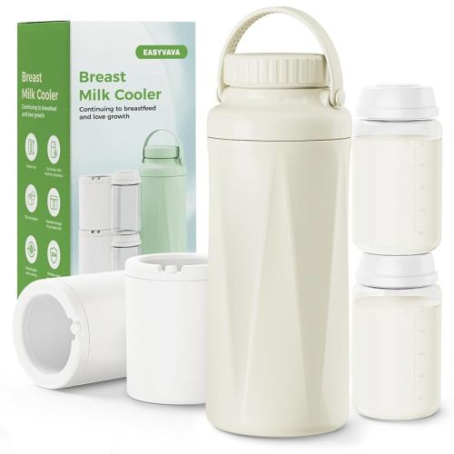 Portable Breast Milk Cooler Bottle-22oz Breastmilk Chiller for Outdoor Travel Mom, Keeps Milk Fresh Cooling for 24 Hours,Breastfeeding Essentials with 2pcs Bottle for Breastmilk Storage