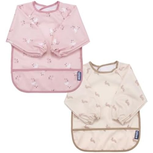 BIBaDO Mess Proof Baby Bib, 2 Pack Long Sleeve Bib, 6 month - 3 Years, Waterproof Bibs for Toddlers, Machine Washable