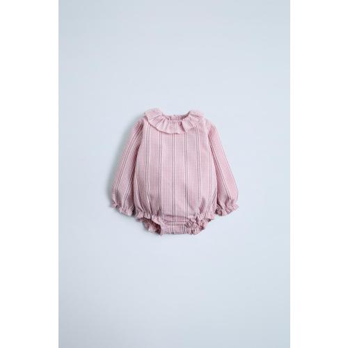 GINGHAM PRINT BODYSUIT - Pink | ZARA United States