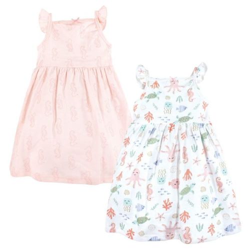 Hudson Baby Infant Girl Cotton Dresses, Pastel Sea, 3-6 Months