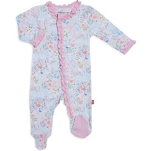 Magnetic Me Girls Modal Magnetic Baby Footie Pajamas | Silky Soft Modal Fabric | Baby Sleepers Available Sizes PRE - 24M