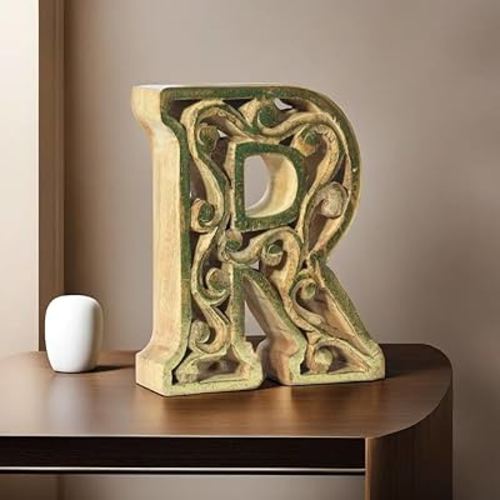 Vintage Natural Gold Handmade "R" Alphabet Letter Block For Wall Mount & Table Top Décor.
