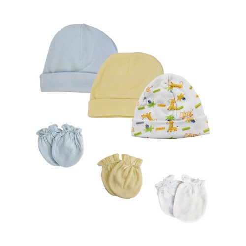 Baby Boy Infant Caps and Mittens (Pack of 6)
