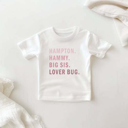 Custom Nickname BLOCK T-Shirt, Boho Pinks Kids Name Shirt, Personalized Onesie®