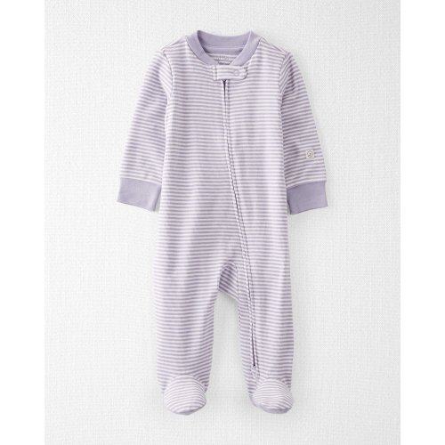 (9mo) Baby Organic Cotton Striped Sleep & Play Pajamas - Little Planet | Lilac Stripes