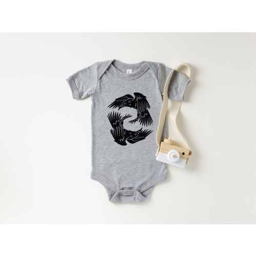 Odin's Ravens Baby Bodysuit | Huginn and Muninn Infant Outfit | Norse Mythology Kids Clothing | Nordic Pagan Viking Baby Gift