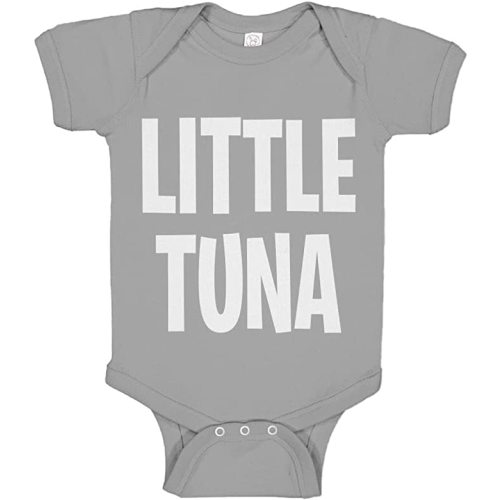 Baby Romper Little Tuna 100% Cotton Infant Bodysuit - 12 Months - Heather Grey