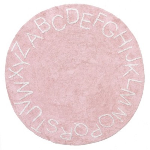 nuLOOM Kids Washable Round Alphabet Rug, Color: Pink, Size: round 4'