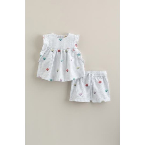 Ruffle Cotton Sleeveless Top & Shorts Set, 6M
