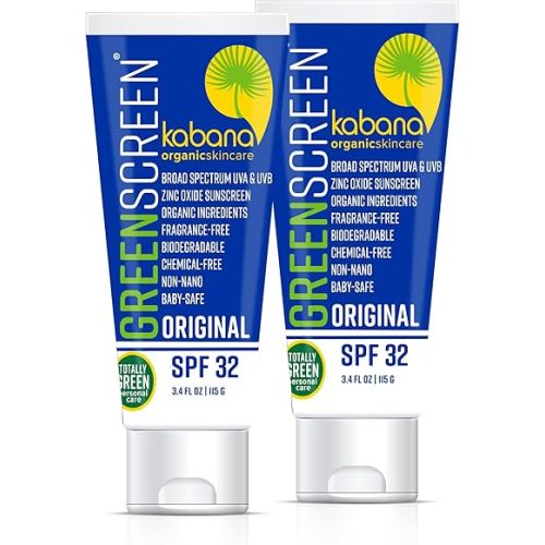 Green Screen Organic Zinc Oxide Sunscreen SPF 32 - Original - Vegan - Soy Free - Gluten Free - 6.8 fluid ounces/230g - TSA Carry On Compliant