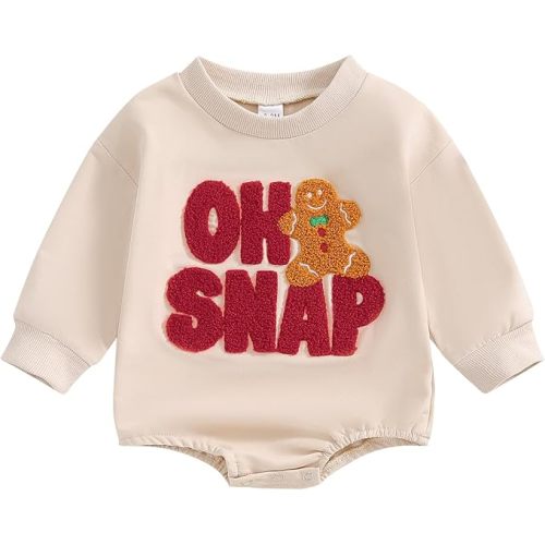 Ayalinggo My First Christmas Baby Girl Boy Outfit Newborn Letter Embroidery Sweatshirt Gingerbread Man Romper Fall Clothes