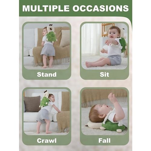Baby Head Protector Backpack with Safety, Toddler Adjustable Head Protection for Baby Walking and Falling Crawling, 0.5-3 Years 6-36 Months, Turtle