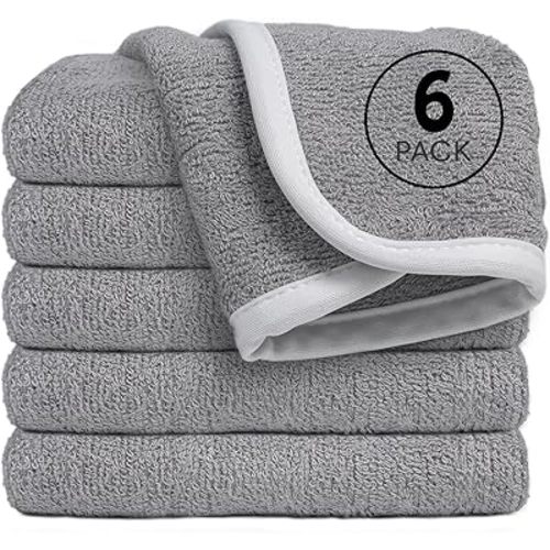Reusable Organic Baby Washcloths Set: 6 Packs 10 * 10 Ultra Soft Wash Cloth Viscose from Bamboo Absorbent Infant Newborn Bath Face Towel Gentle for Delicate Skin Boys Girl (Gray)